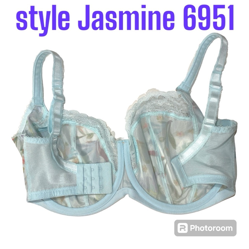 30M (US) Panache Jasmine 6951 Pale Blue Floral Underwire Unlined Lace UK 30J - Picture 4 of 13